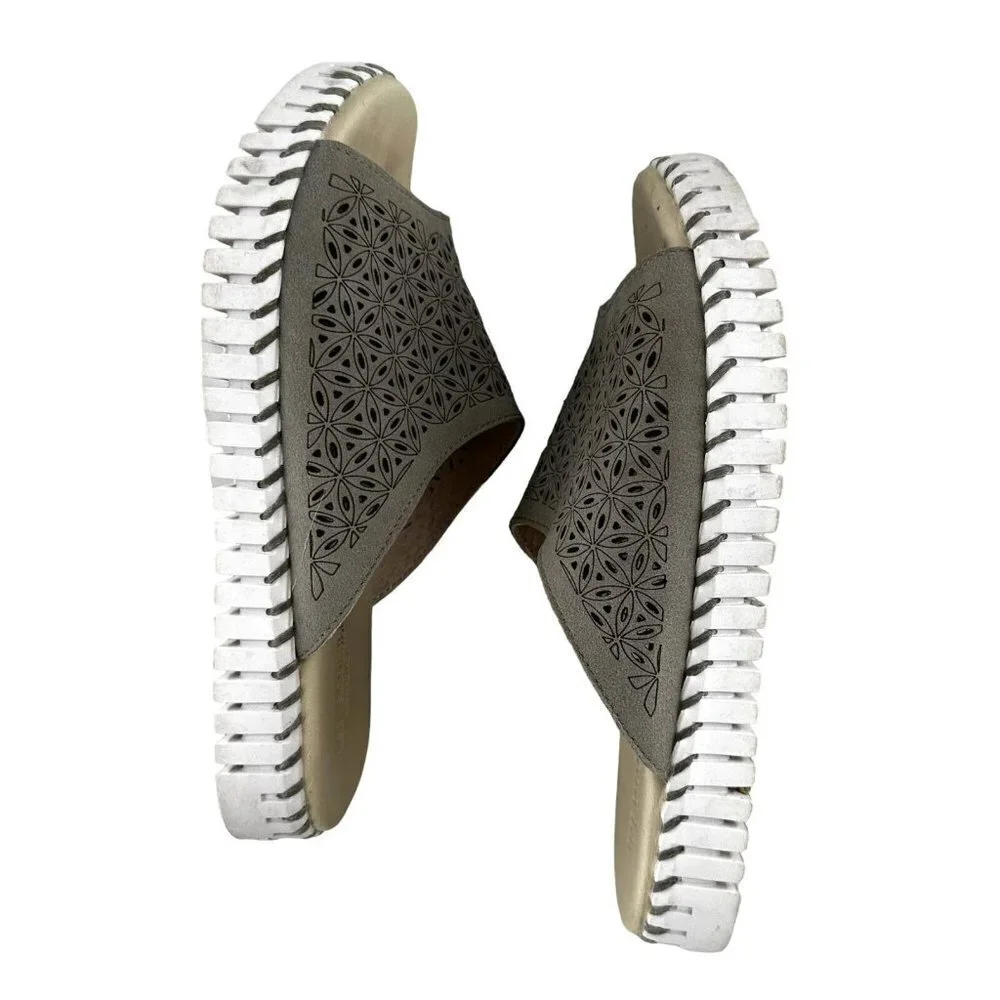 Ilse Jacobsen Gray Laser Cut Tulip Sandals Size 36 Flats